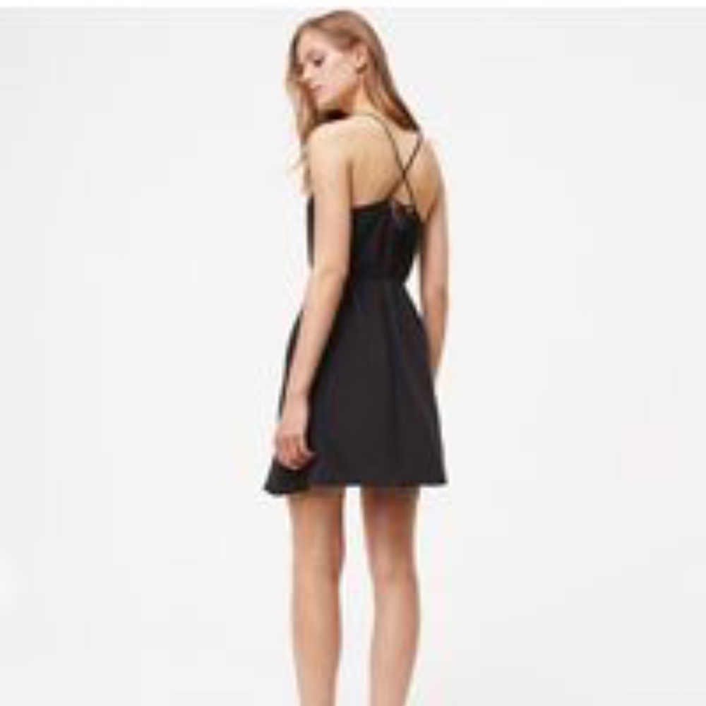 LOFT Criss-Cross Back Black Dress L